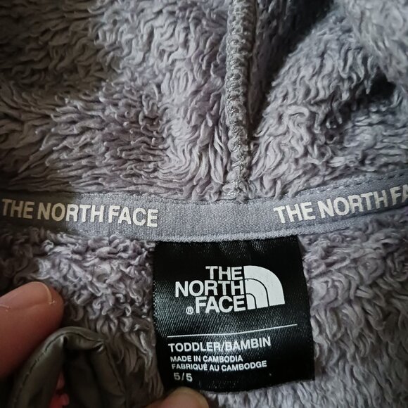 The North Face Jacket Coat Sz 5 Fleece Hood Gray Pink Denali Zip Toddler Girls - Picture 5 of 9